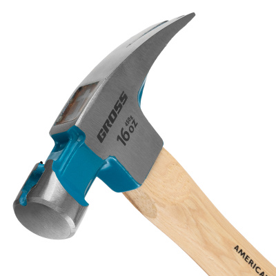 Молоток-гвоздодер, 450 г, угол 75, магнит, обрезиненная рукоятка American hickory GROSS по ценам производителя в Воронеже с доставкой по всей России