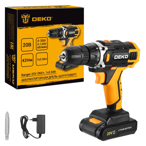 Аккумуляторная дрель-шуруповерт DEKO Banger 20V ONE+, 1x2.0Ач по ценам производителя в Воронеже с доставкой по всей России