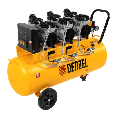 Компрессор безмасляный, малошумный  DLS 2250/100, 2250 Вт, 3x750, 100 л, 410 л/мин блок управления/ Denzel по ценам производителя в Воронеже с доставкой по всей России