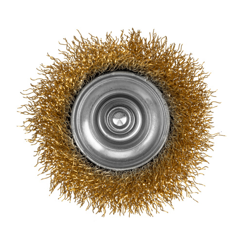 Щетка для дрели, 65 мм, "чашка" со шпилькой, латунированная витая проволока Matrix по ценам производителя в Воронеже с доставкой по всей России