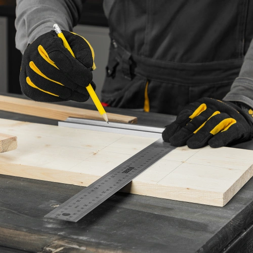 Угольник стальной 400 мм, нержавеющая сталь, градуировка, алюминиевое основание Denzel по ценам производителя в Воронеже с доставкой по всей России