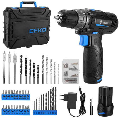 Аккумуляторная дрель-шуруповерт DEKO DKCD12 в кейсе + набор инструментов 92 шт, 12В, 2х2.0 Ач по ценам производителя в Воронеже с доставкой по всей России