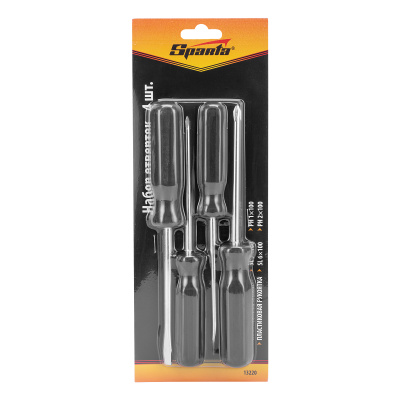 Набор отверток 4 шт, SL5 x 100.6 x 100, PH1 x 100, 2 x 100, углеродистая сталь, пластиковая рукоятка Sparta по ценам производителя в Воронеже с доставкой по всей России