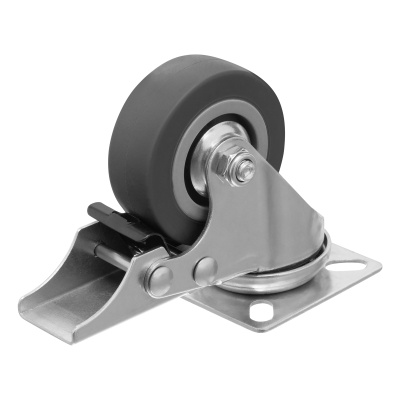 Колесо поворотное с тормозом D 50 мм, крепление  платформенное Сибртех по ценам производителя в Воронеже с доставкой по всей России