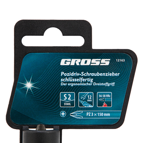 Отвертка PZ3 x 150 мм, S2, трехкомпонентная ручка Gross по ценам производителя в Воронеже с доставкой по всей России