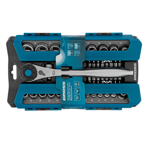 Набор торцевых головок, трещотка 120 зубьев, 1/2", 1/4", CrV, 41 предмет Gross по ценам производителя в Воронеже с доставкой по всей России