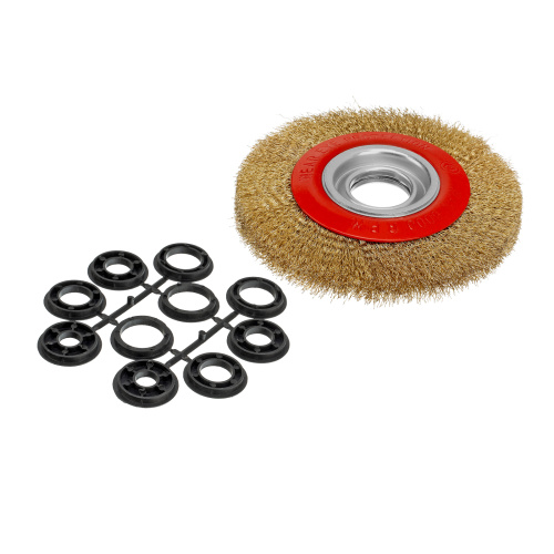 Щетка для точила, 150 мм, посадка 32 мм, плоская, латунированная витая проволока Matrix по ценам производителя в Воронеже с доставкой по всей России