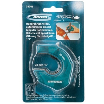 Труборез ладонный"Piranha", 22 мм, 3/4, автоматическая регулировка зажима трубы, трещотка с храповым механизмом, отверстие 1/4 Gross по ценам производителя в Воронеже с доставкой по всей России