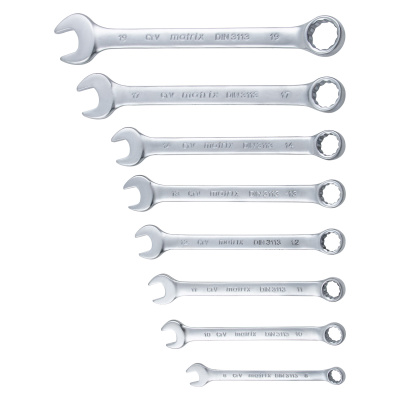 Набор ключей комбинированных, 8-19 мм, 8 шт, CrV, матовый хром Matrix по ценам производителя в Воронеже с доставкой по всей России