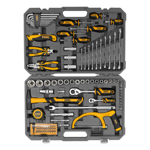 Набор инструментов, 1/2", 1/4", CrV, S2, пластиковый кейс, 100 предметов Denzel по ценам производителя в Воронеже с доставкой по всей России