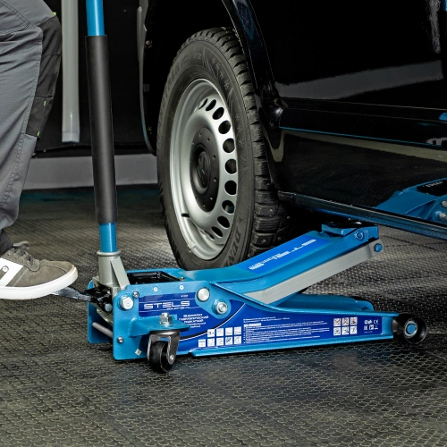 Домкрат гидравлический подкатной 3 т, быстрый подъем, Low profile quick lift, 75-505 мм, профессиональный STELS по ценам производителя в Воронеже с доставкой по всей России