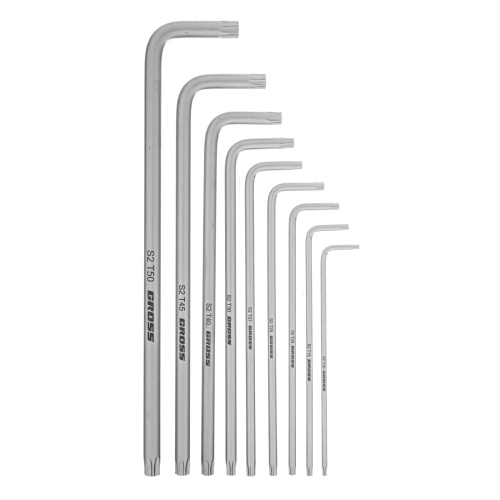 Набор ключей имбусовых Torx -TT, 9 шт: T10-T50, экстра-длинные, S2, сатинированные Gross по ценам производителя в Воронеже с доставкой по всей России