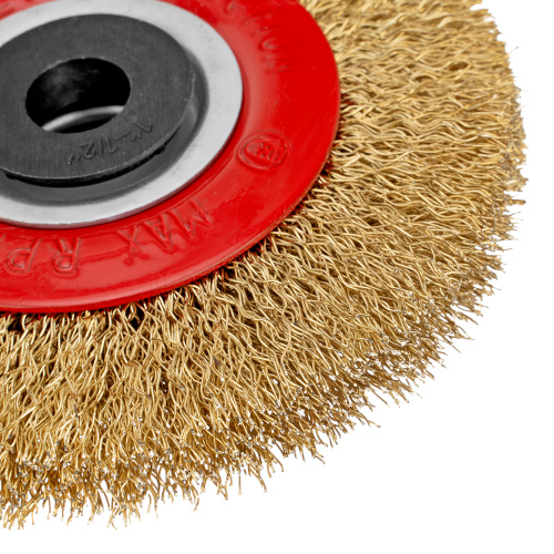Щетка для точила, 100 мм, посадка 20 мм, плоская, латунир. витая проволока Matrix по ценам производителя в Воронеже с доставкой по всей России