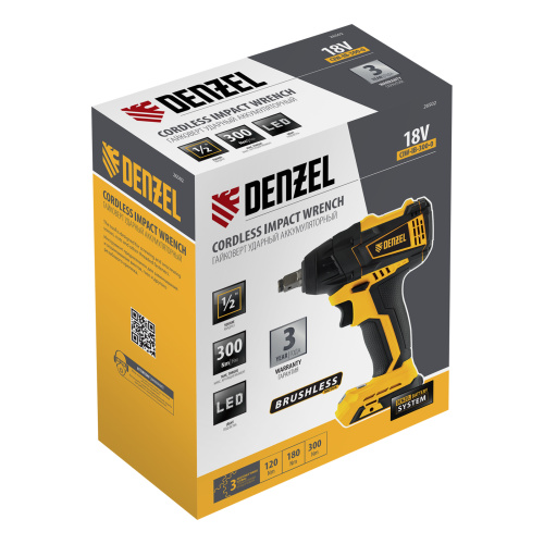 Гайковерт ударный аккумуляторный бесщет CIW-IB-300-0, Li-ion, 18В, 300Нм Denzel по ценам производителя в Воронеже с доставкой по всей России