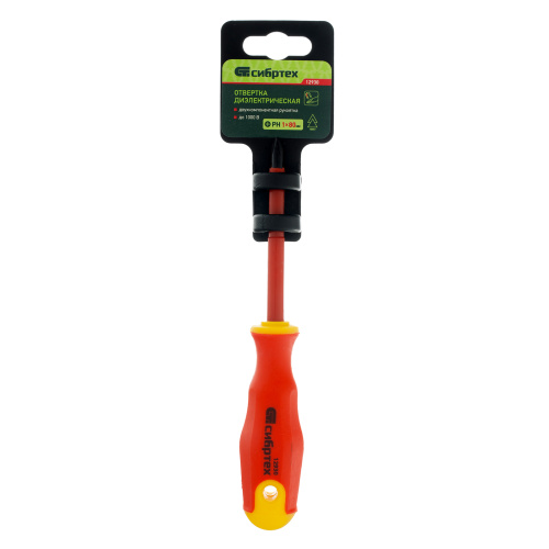 Отвертка диэлектрическая PH1 х 80 мм, CrV, до 1000 В, двухкомпонентная рукоятка Сибртех по ценам производителя в Воронеже с доставкой по всей России