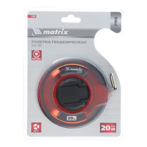 Рулетка геодезическая 20 м х 12,5 мм, закрытый корпус, стальная лента, односторонняя шкала, Pro Matrix по ценам производителя в Воронеже с доставкой по всей России