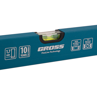 Уровень алюминиевый усиленный, 1000 мм, 3 глазка Gross по ценам производителя в Воронеже с доставкой по всей России