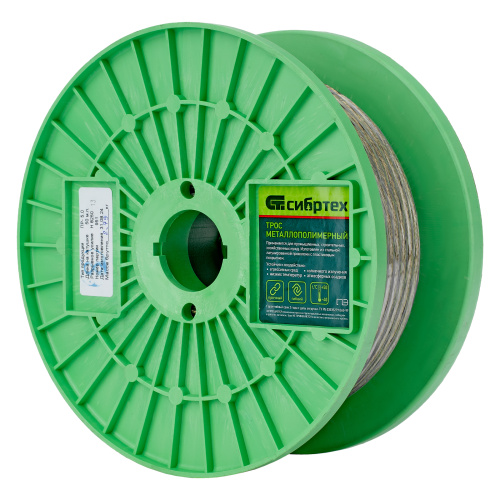 Трос металлополимерный прозрачный ПР-5.0, толщина 5.0 мм, катушка 50 метров Сибртех по ценам производителя в Воронеже с доставкой по всей России