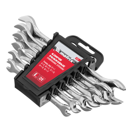 Набор ключей рожковых 6 шт, 6-17 мм, CrV, Elliptical, зеркальное хромирование Matrix по ценам производителя в Воронеже с доставкой по всей России