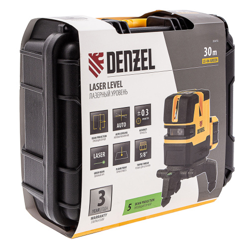 Лазерный уровень LX 06 Green, 30 м, 520 нм, аккумулятор Li 5200 mAh, резьба 5/8" Denzel по ценам производителя в Воронеже с доставкой по всей России