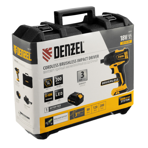 Винтоверт ударный аккумуляторный бесщет CID-IB-200 18В Li-Ion Denzel по ценам производителя в Воронеже с доставкой по всей России