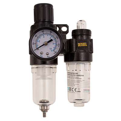 Блок подготовки воздуха регулятор-фильтр-лубрикатор FLR1500, 10 бар, 1500 л/мин, 1/4" Denzel по ценам производителя в Воронеже с доставкой по всей России