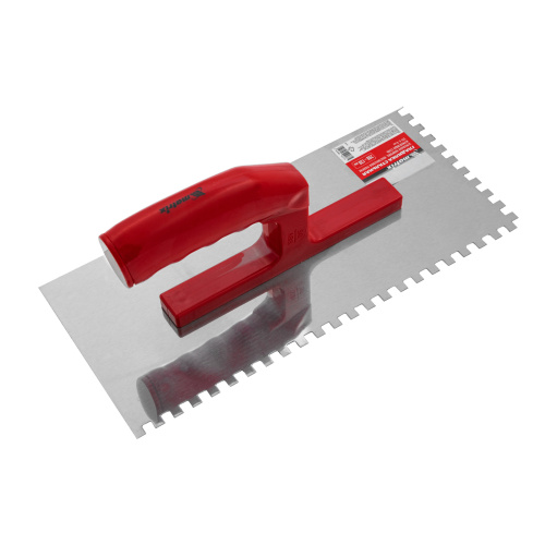 Гладилка из нержавеющей стали, 280 х 130 мм, зеркальная полировка, пластмассовая ручка, зуб 6 х 6 мм Matrix по ценам производителя в Воронеже с доставкой по всей России