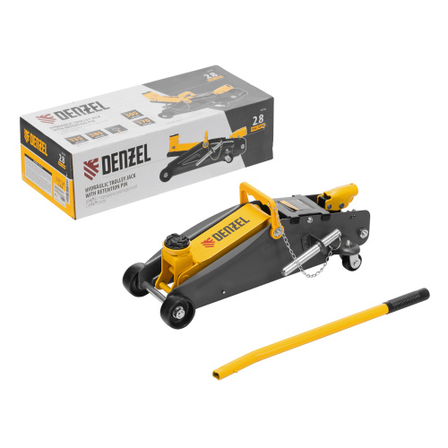 Домкрат гидравлический подкатной с фиксатором, 2,8 т, 135-385 мм Denzel по ценам производителя в Воронеже с доставкой по всей России
