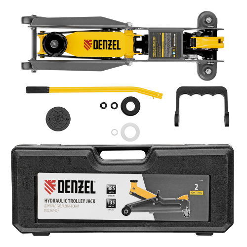 Домкрат гидравлический подкатной, 2 т, 135-385 мм, в пласт. кейсе Denzel по ценам производителя в Воронеже с доставкой по всей России