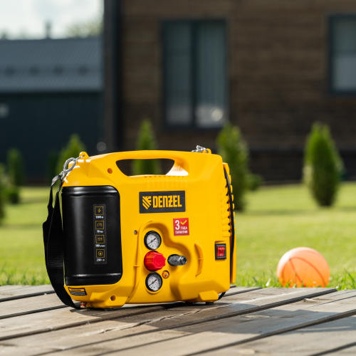 Компрессор воздушный DL1300, 10 бар, 1,3 кВт 180 л/мин 5 л, с набором аксессуаров Denzel по ценам производителя в Воронеже с доставкой по всей России