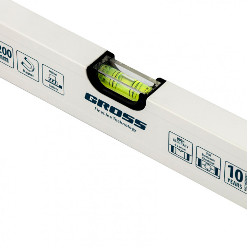 Уровень алюминиевый, 1200 мм, фрезерованный, 3 глазка, магнитный Gross по ценам производителя в Воронеже с доставкой по всей России