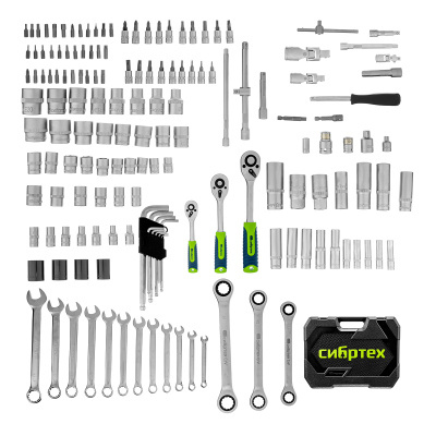 Набор инструментов, 1/2", 3/8", 1/4", пластиковый кейс 160 предм. Сибртех по ценам производителя в Воронеже с доставкой по всей России