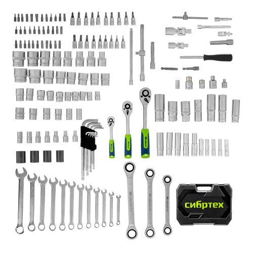 Набор инструментов, 1/2", 3/8", 1/4", пластиковый кейс 160 предм. Сибртех по ценам производителя в Воронеже с доставкой по всей России