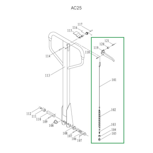Тяга цепная в сборе для ручки гидравлических тележек DF25 по ценам производителя в Воронеже с доставкой по всей России