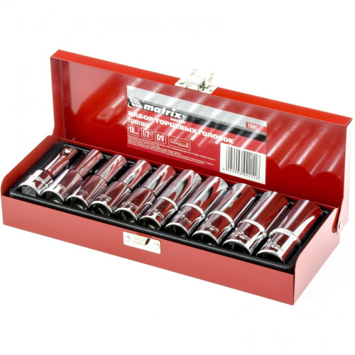 Набор торцевых головок 1/2", головки 10 - 22 мм, удлиненные, 10 предметов Matrix по ценам производителя в Воронеже с доставкой по всей России