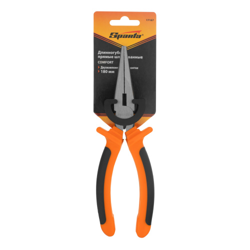 Длинногубцы прямые Comfort, 180 мм, шлифованные, двухкомпонентные рукоятки Sparta по ценам производителя в Воронеже с доставкой по всей России