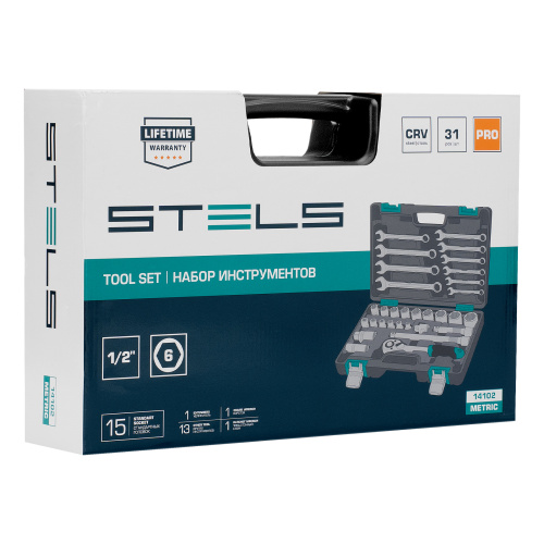 Набор инструментов, 1/2", CrV, пластиковый кейс 31 предмет Stels по ценам производителя в Воронеже с доставкой по всей России
