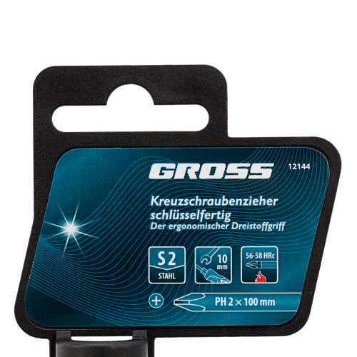 Отвертка PH2 x 100 мм, S2, трехкомпонентная ручка Gross по ценам производителя в Воронеже с доставкой по всей России