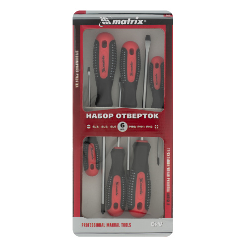 Набор профессиональных отверток Fusion, CrV, трехкомпонентная рукоятка antislip, 6 шт Matrix по ценам производителя в Воронеже с доставкой по всей России