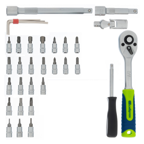 Набор инструментов, 1/4", пластиковый кейс 56 предметов Сибртех по ценам производителя в Воронеже с доставкой по всей России