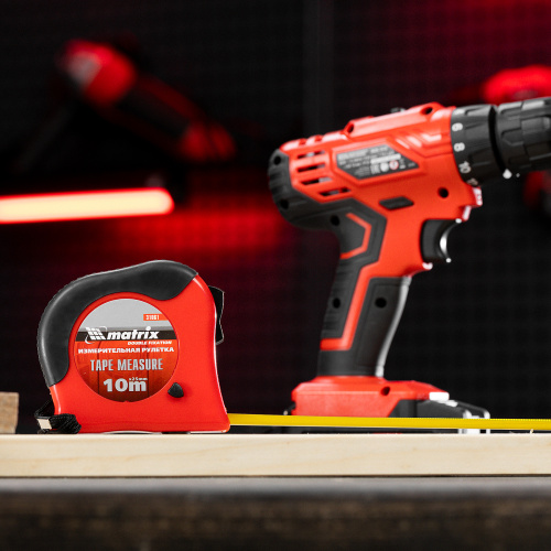 Рулетка Double fixation,10 м х 25 мм,обрезиненный корпус,двойная плавная фиксация Matrix по ценам производителя в Воронеже с доставкой по всей России