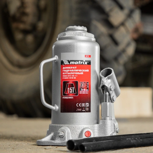 Домкрат гидравлический бутылочный, 15 т, высота подъема 230-460 мм Matrix по ценам производителя в Воронеже с доставкой по всей России