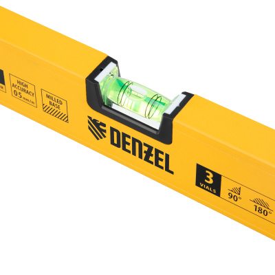 Уровень алюминиевый, магнит, фрезерованный, 3 глазка (1 зеркал.) 0,5 мм/м, 600 мм Denzel по ценам производителя в Воронеже с доставкой по всей России