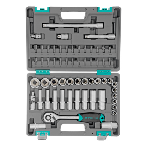 Набор инструментов, 1/2", CrV, пластиковый кейс 60 предметов Stels по ценам производителя в Воронеже с доставкой по всей России