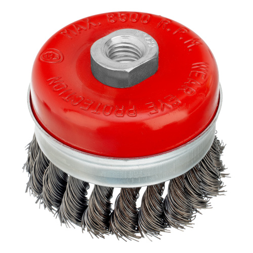Щетка для УШМ Heavy Duty, 80 мм, М14, "чашка", крученая проволока 0.5 мм Matrix по ценам производителя в Воронеже с доставкой по всей России