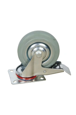 Колесо поворотное серая резина SCB 63 f 160 мм с тормозом