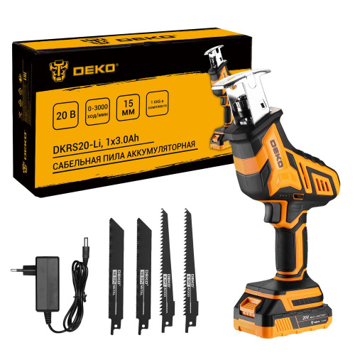 Сабельная пила аккумуляторная DEKO DKRS20-Li, 20В, 1x3.0Ач по ценам производителя в Воронеже с доставкой по всей России