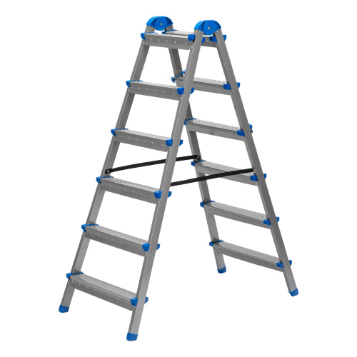 Стремянка двухсторонняя 6 ступеней, сталь профиль, стальные ступени, Сибртех по ценам производителя в Воронеже с доставкой по всей России