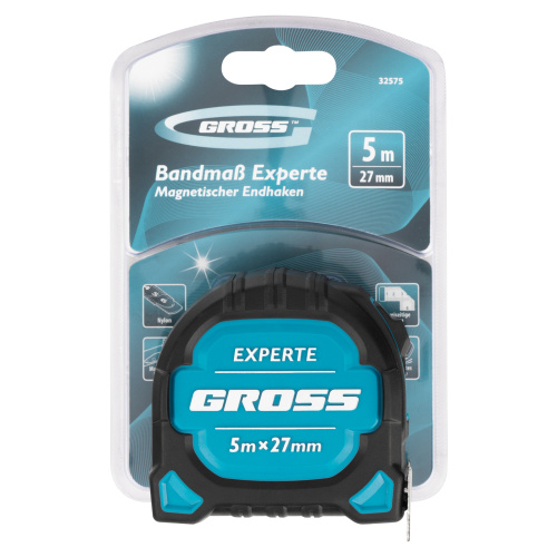 Рулетка Experte,5 м x 27 мм,двухкомпонентный корпус,магнит,двухсторонняя разметка,нейлон Gross по ценам производителя в Воронеже с доставкой по всей России