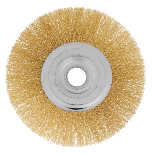 Щетка для УШМ, 175 мм, посадка 22.2 мм, плоская, латунированная витая проволока Matrix по ценам производителя в Воронеже с доставкой по всей России